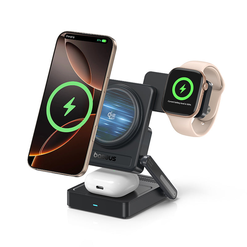 Baseus PicoGo AF21 Portable 3-in-1 Qi2.2 Wireless Charger 35W - E0205402 - Cosmic Black