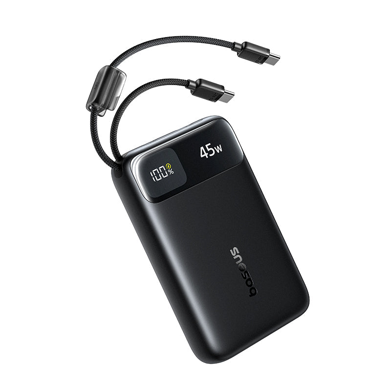 Baseus EnerFill FC11 Digital Display Power Bank with Dual Built-in USB-C Cables 20000mAh 45W - E0031100 - Cosmic Black