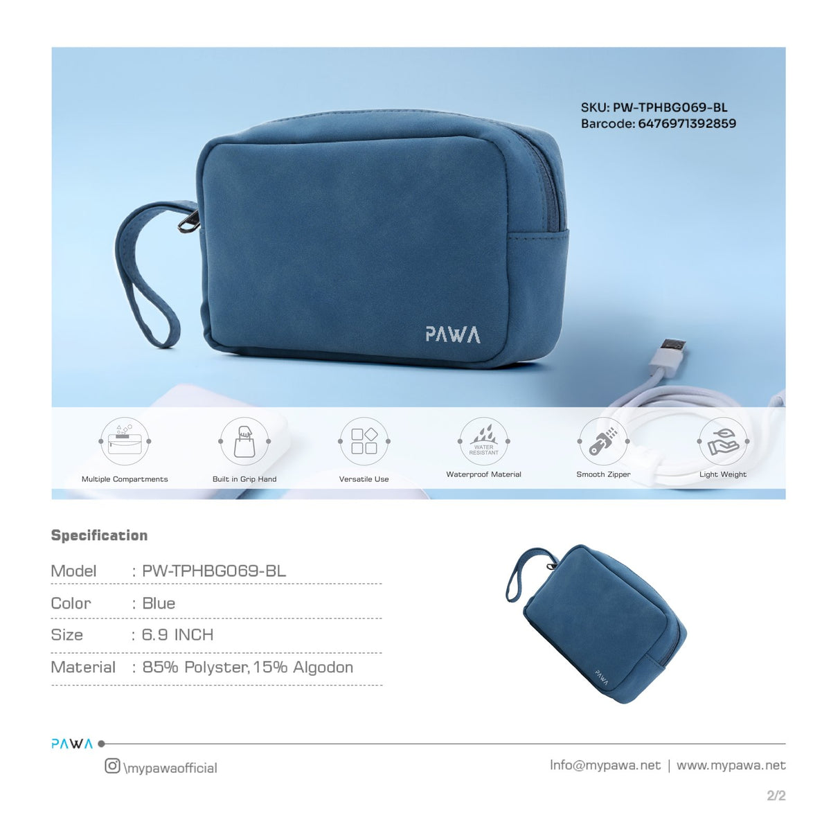 PAWA Bello Travel Pouch - Blue