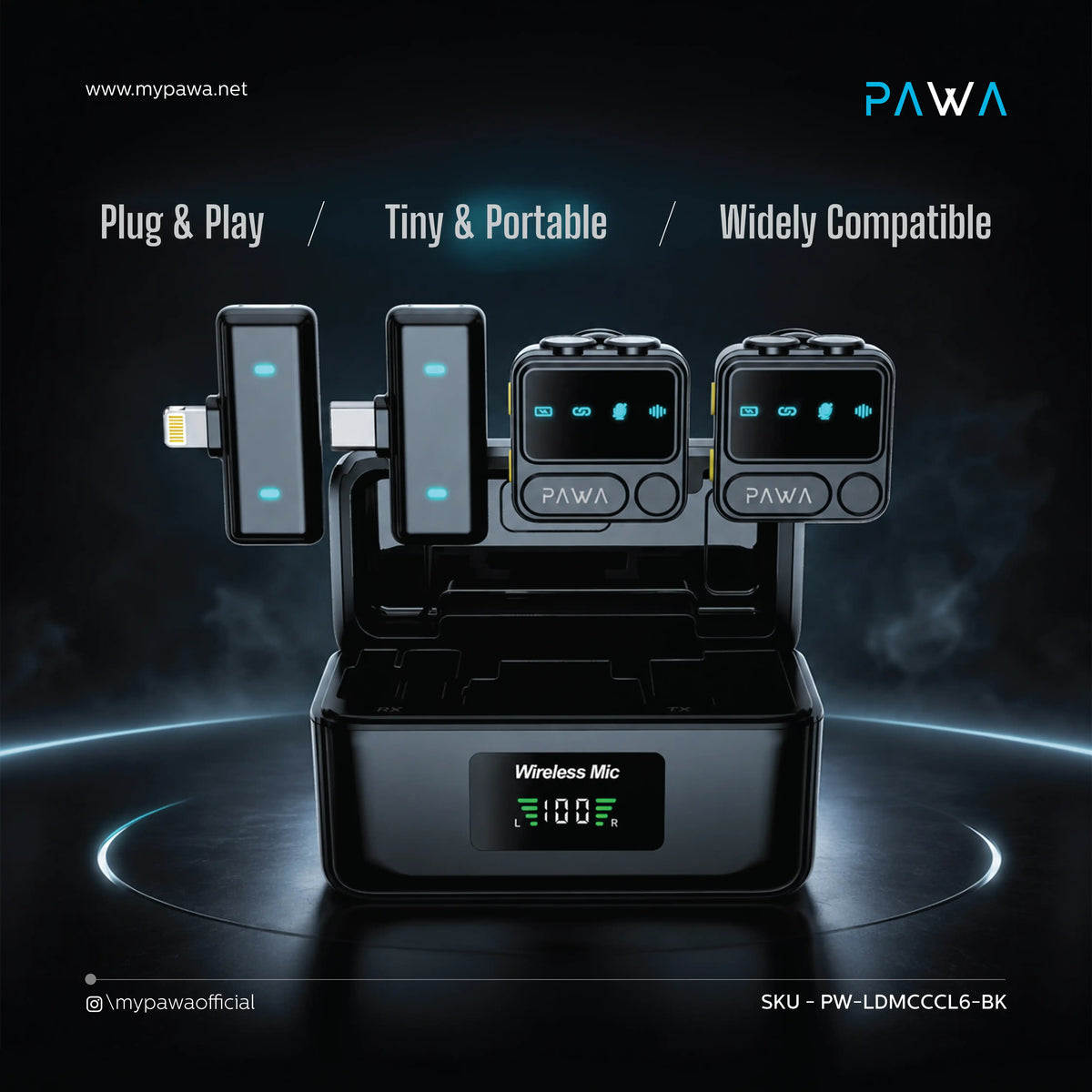 ميكروفون PAWA هولي مايك مع تقنية إلغاء الضوضاء بالذكاء الاصطناعي - أسود