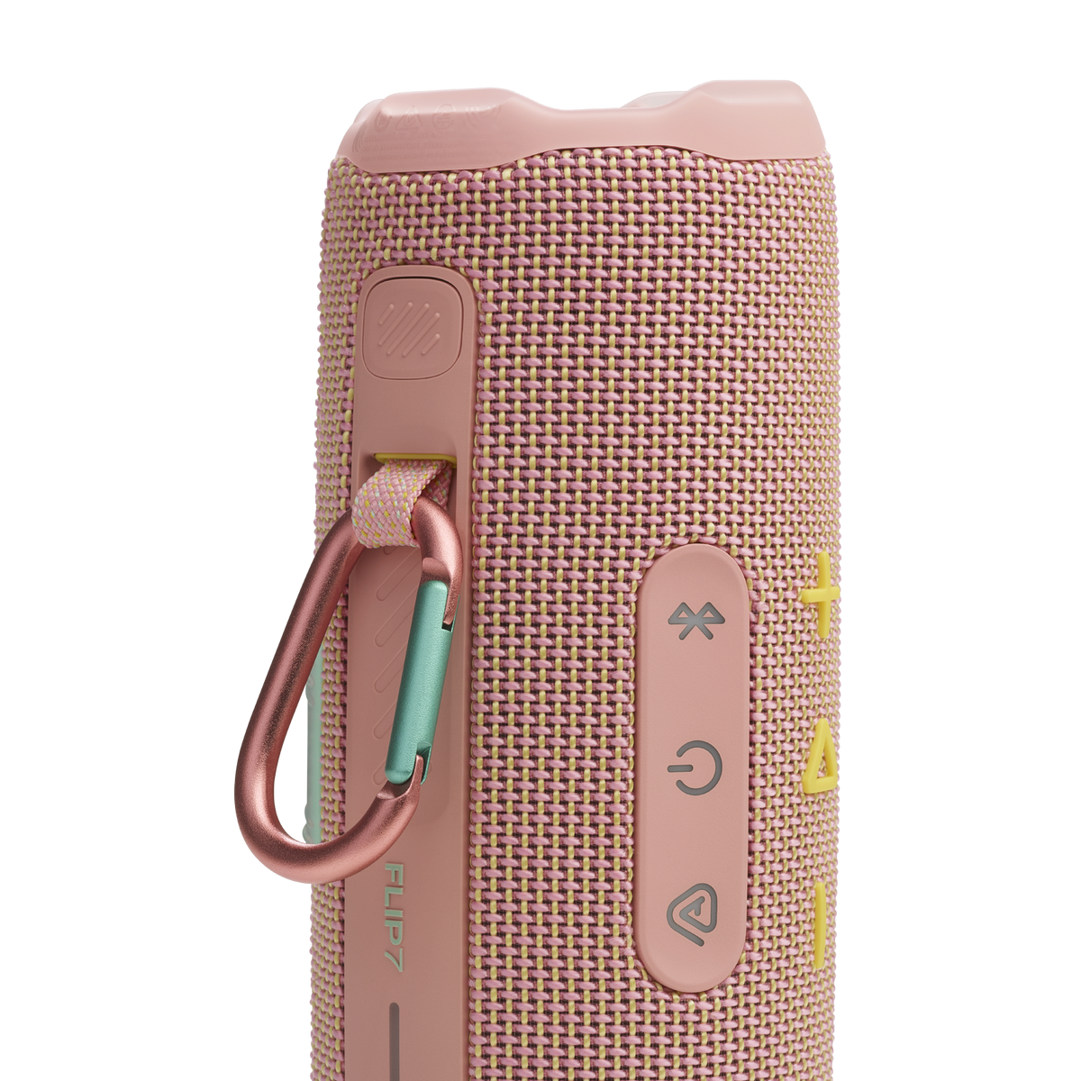 JBL Flip 7 pink push-button clip detail