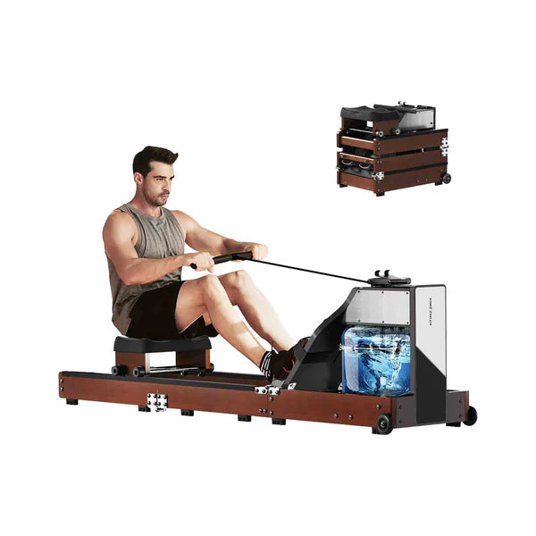 Water rowing machine WM10, with Tri-fold patent. Water&Magnetic resistence 2 in 1. Walnut color.