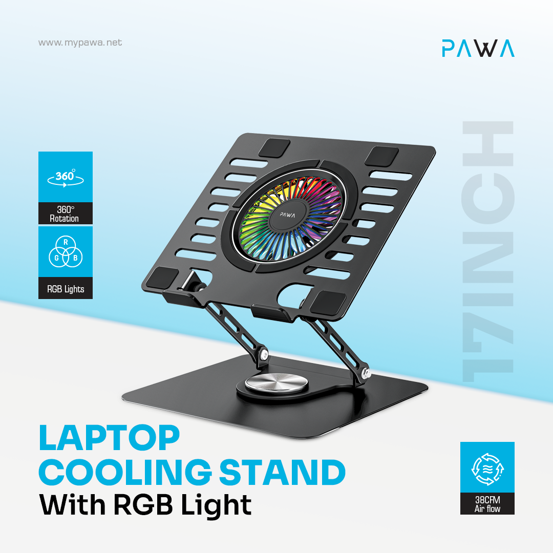 PAWA Laptop Cooling Stand With RGB Light - Black