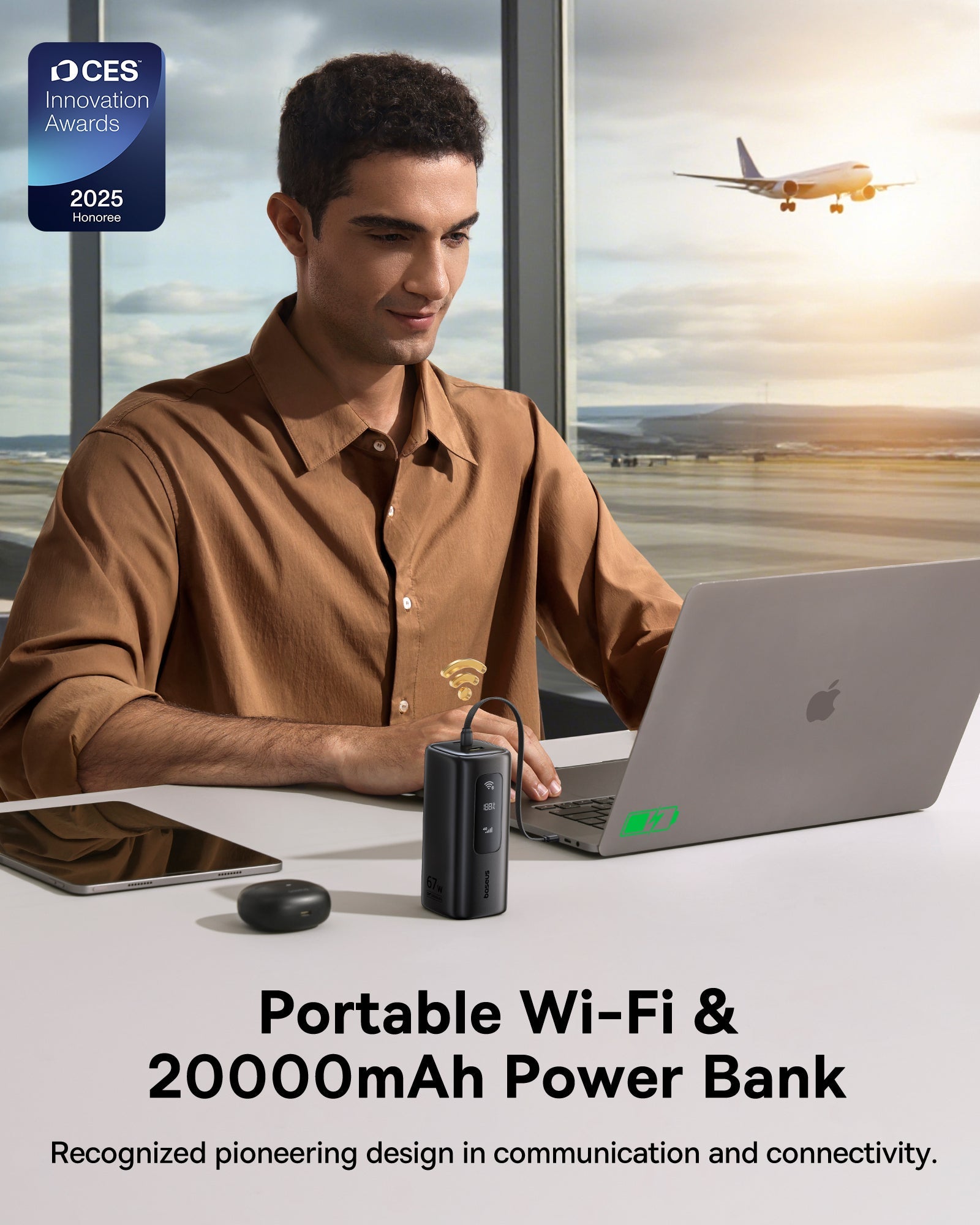 Baseus بنك طاقة EnerGeek GX11 MiFi بسعة 20000 مللي أمبير وقوة 67 واط - E0025701 - أسود كوني