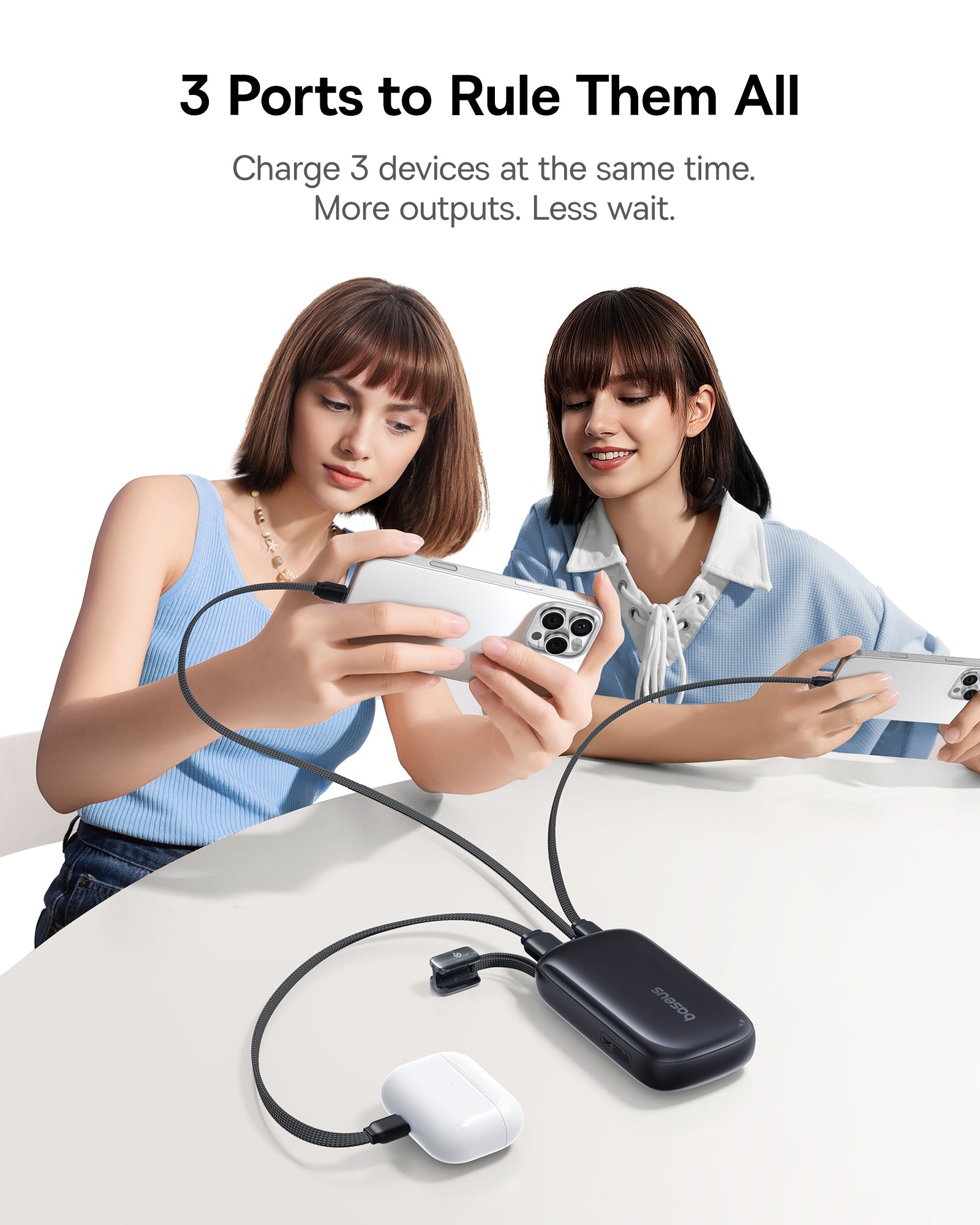 Baseus بنك طاقة EnerFill FC21 QPow3 بسعة 10000 مللي أمبير وقوة 45 واط وشاشة عرض رقمية مع كابل قابل للفصل - E0027Q00 - أسود