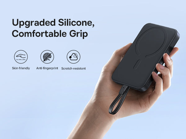Baseus بنك طاقة لاسلكي مغناطيسي EnerFill FM11 بقوة 15 واط مع كابل USB-C مدمج، سعة 10000 مللي أمبير، قدرة 30 واط - E0028904 - أسود كوني