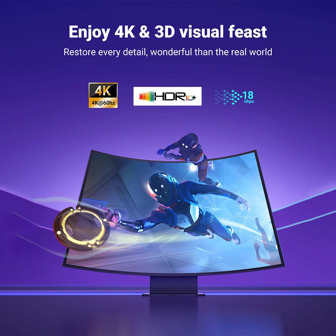 UGREEN كابل HDMI بدقة 4K، ذكر-ذكر، مضفر، طوله 2 متر - HD119