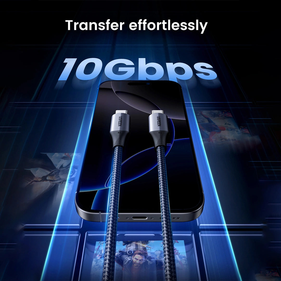 UGREEN كابل USB-C إلى USB-C 3.2 من الجيل الثاني، أسود، طوله متر واحد - US355