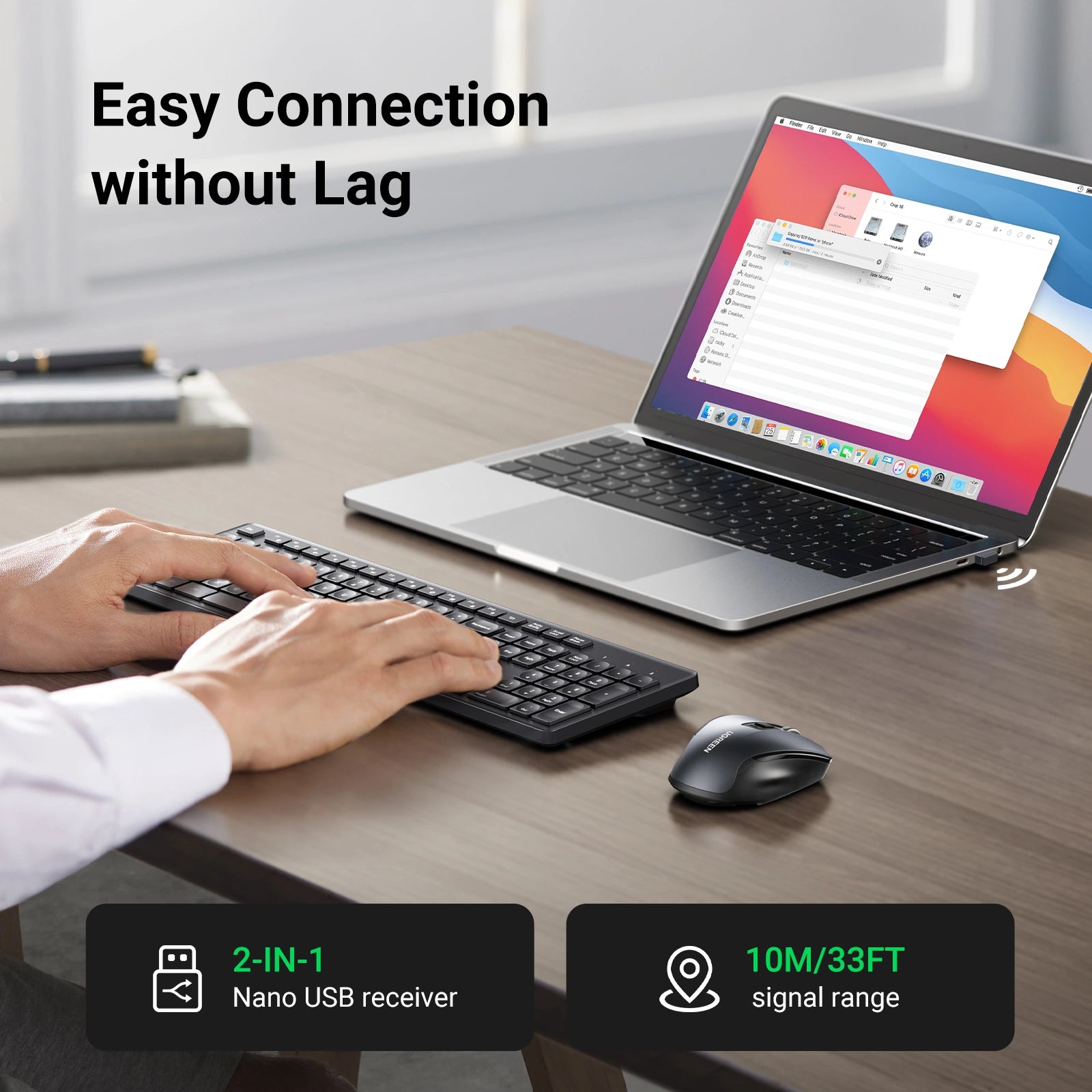UGREEN مجموعة لوحة مفاتيح وماوس لاسلكية - MK006