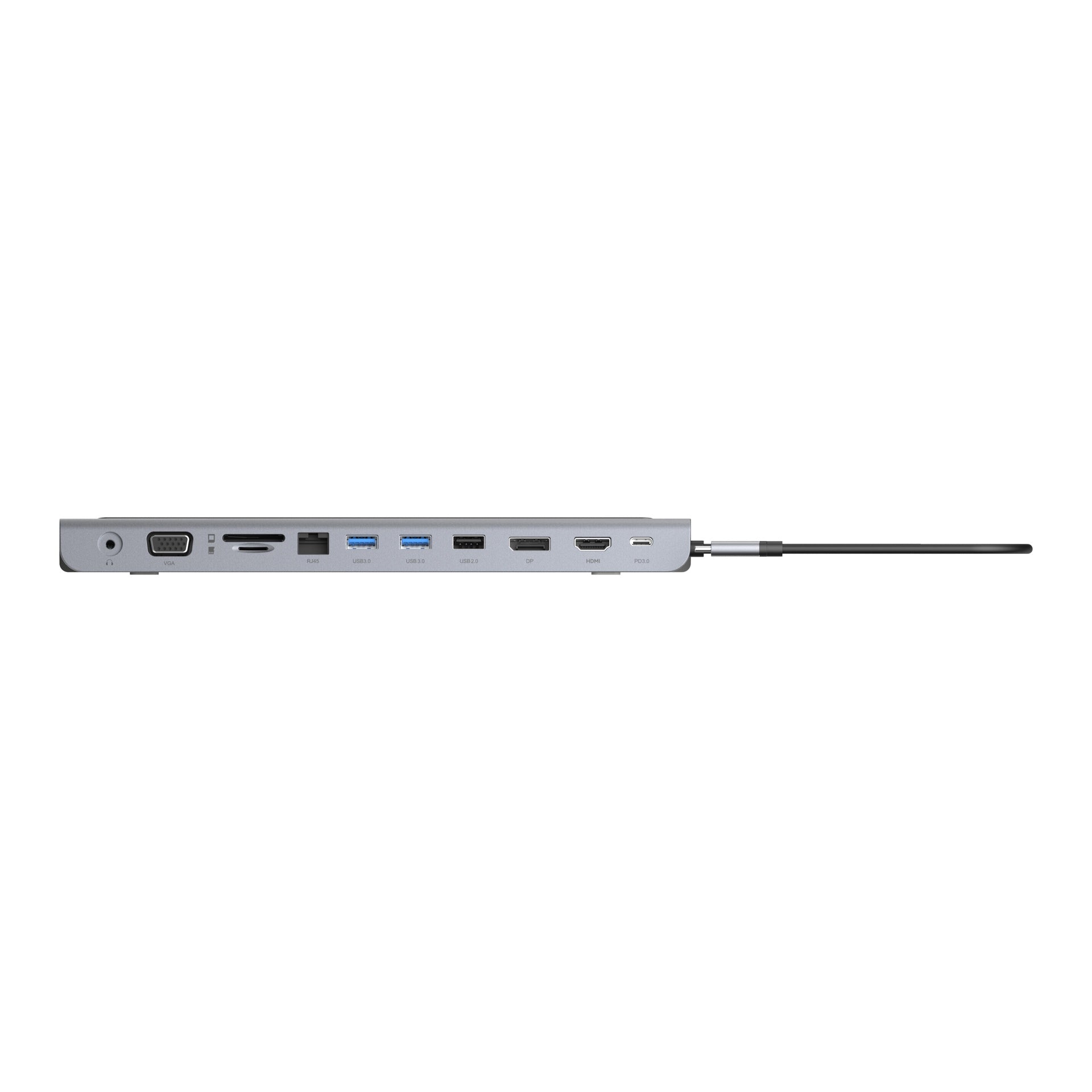 Powerology موزع USB-C متعدد الشاشات 11 في 1 وحامل للكمبيوتر المحمول - P11CHBMCGY - رمادي