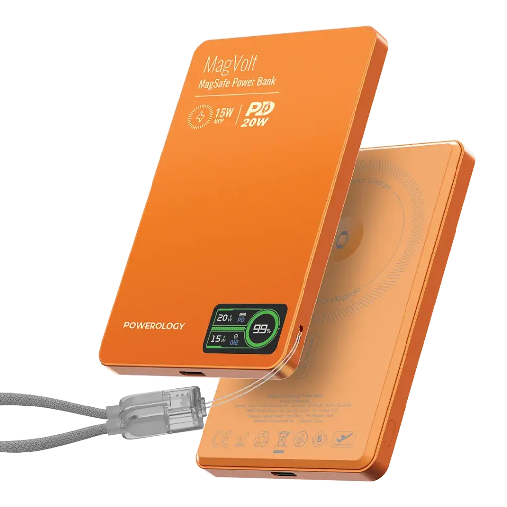 Powerology MagVolt 5000mAh Magnetic Power Bank - PPBCHA62OG - Orange