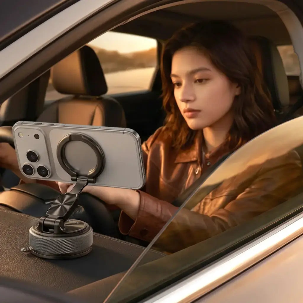 Porodo 2-in-1 MagSafe Car Mount & Phone Stand - Black