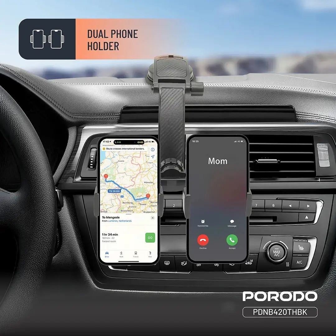 Porodo 360° Rotatable Car Phone Holder - PDNB420THBK