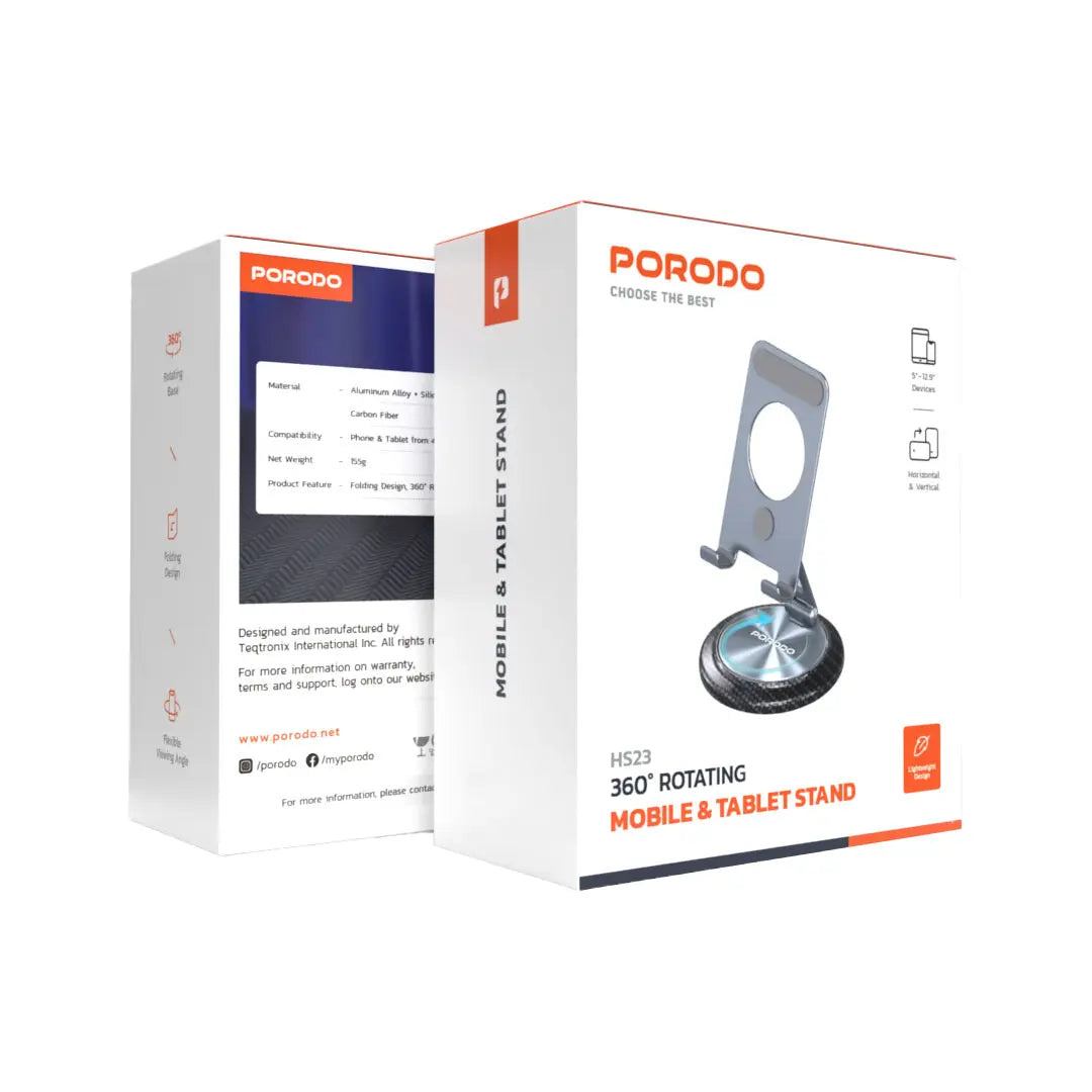 Porodo 360° Rotating Mobile & Tablet Stand - PDHSM25GY