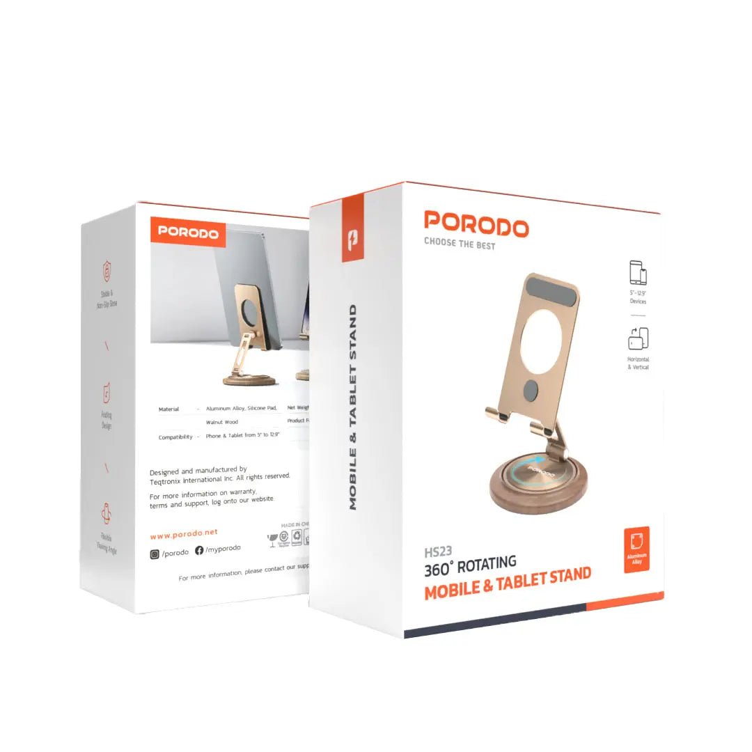 Porodo 360° Rotating Mobile & Tablet Stand - PDHSM25GY