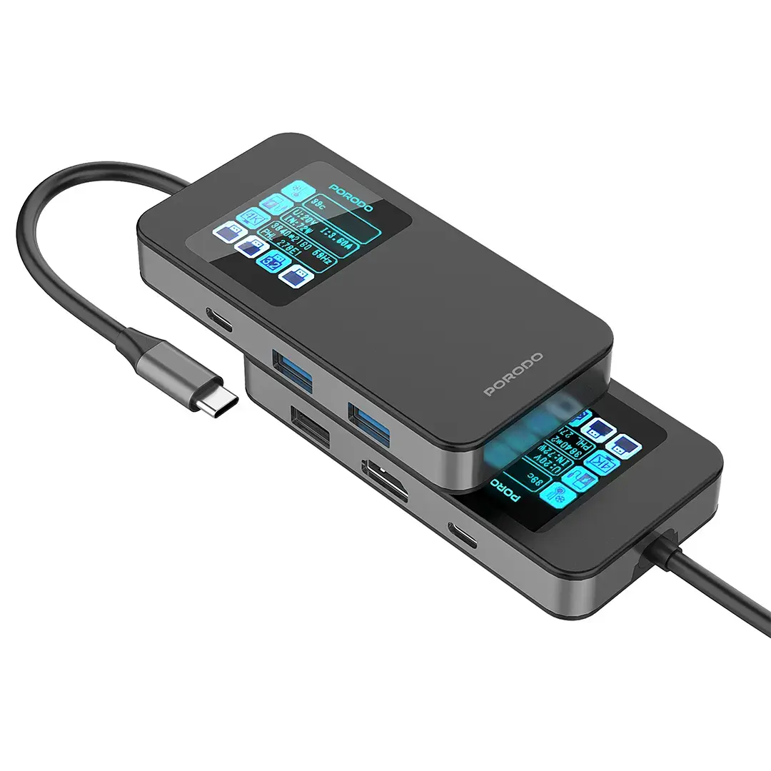 Porodo 6 IN 1 Multi-Port USB-C Hub - PDTC630GY