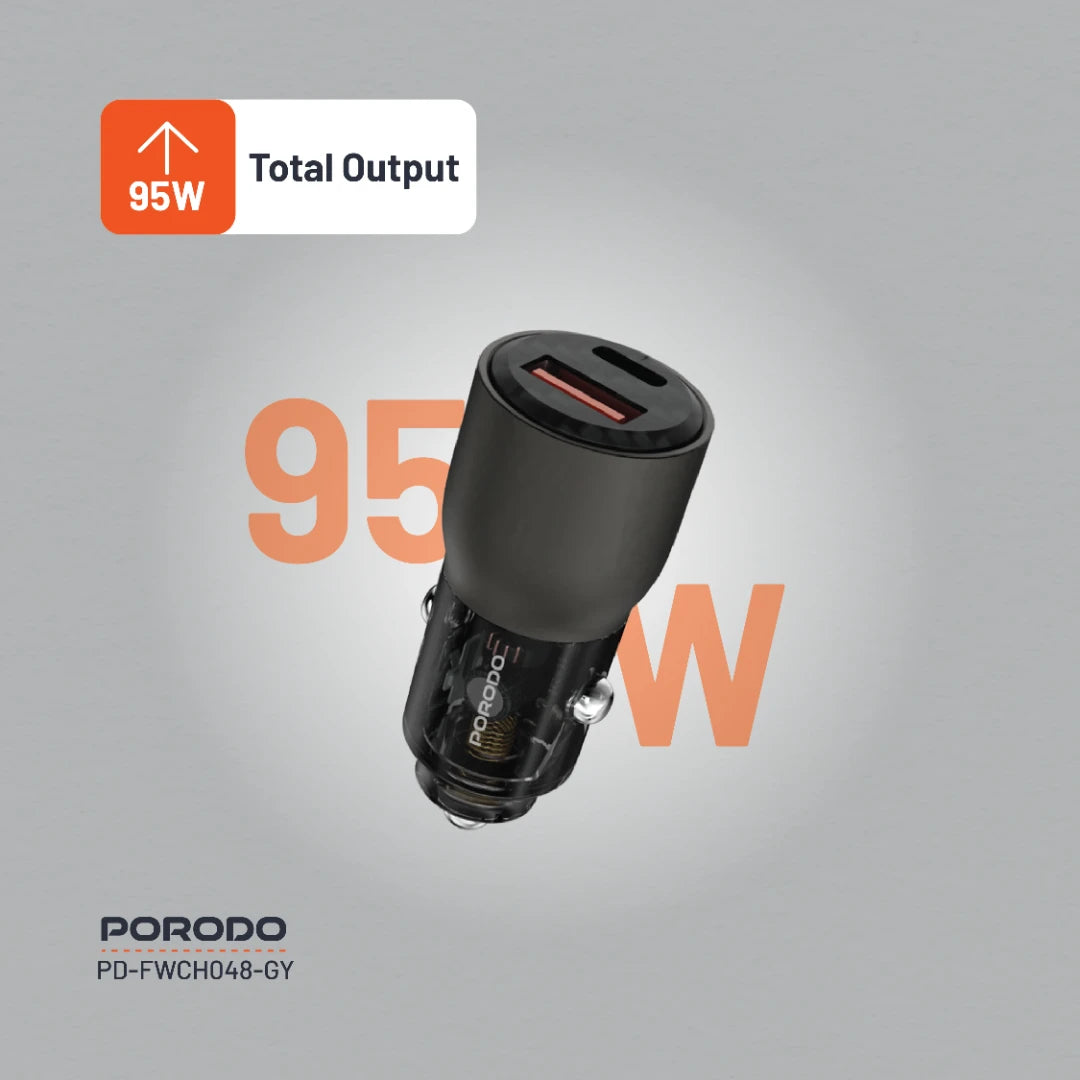 Porodo 95W Car Charger Transparent Multi-Device PD Charging - PDFWCH048GY