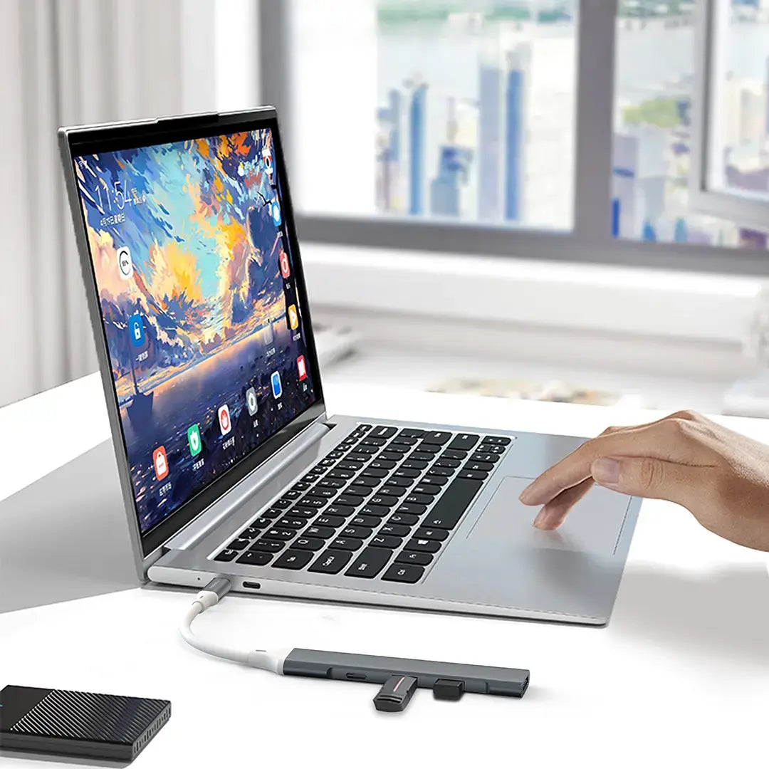 Porodo ALUMINUM Multi-Port USB-C Hub 5Gbps Data Transfer - PDFWCH097GY