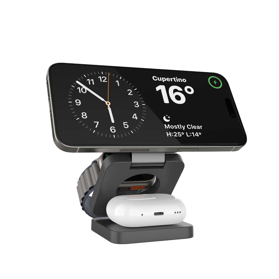 Porodo Multi-Device Wireless Charger Sleek, Lightweight And Travel-Friendly - PD-3N1MWFC-BK
