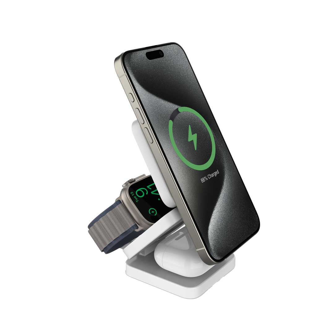 Porodo Multi-Device Wireless Charger Sleek, Lightweight And Travel-Friendly - PD-3N1MWFC-BK