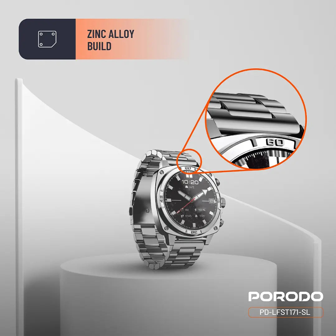 Porodo Chrono Steel Smart Watch - PDLFST171SL