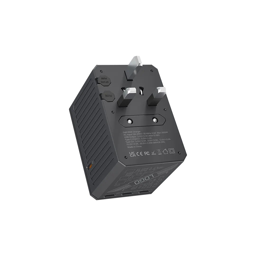Porodo GaN 5-Port Travel Block Universal Charger - PD-FWCH038-GY