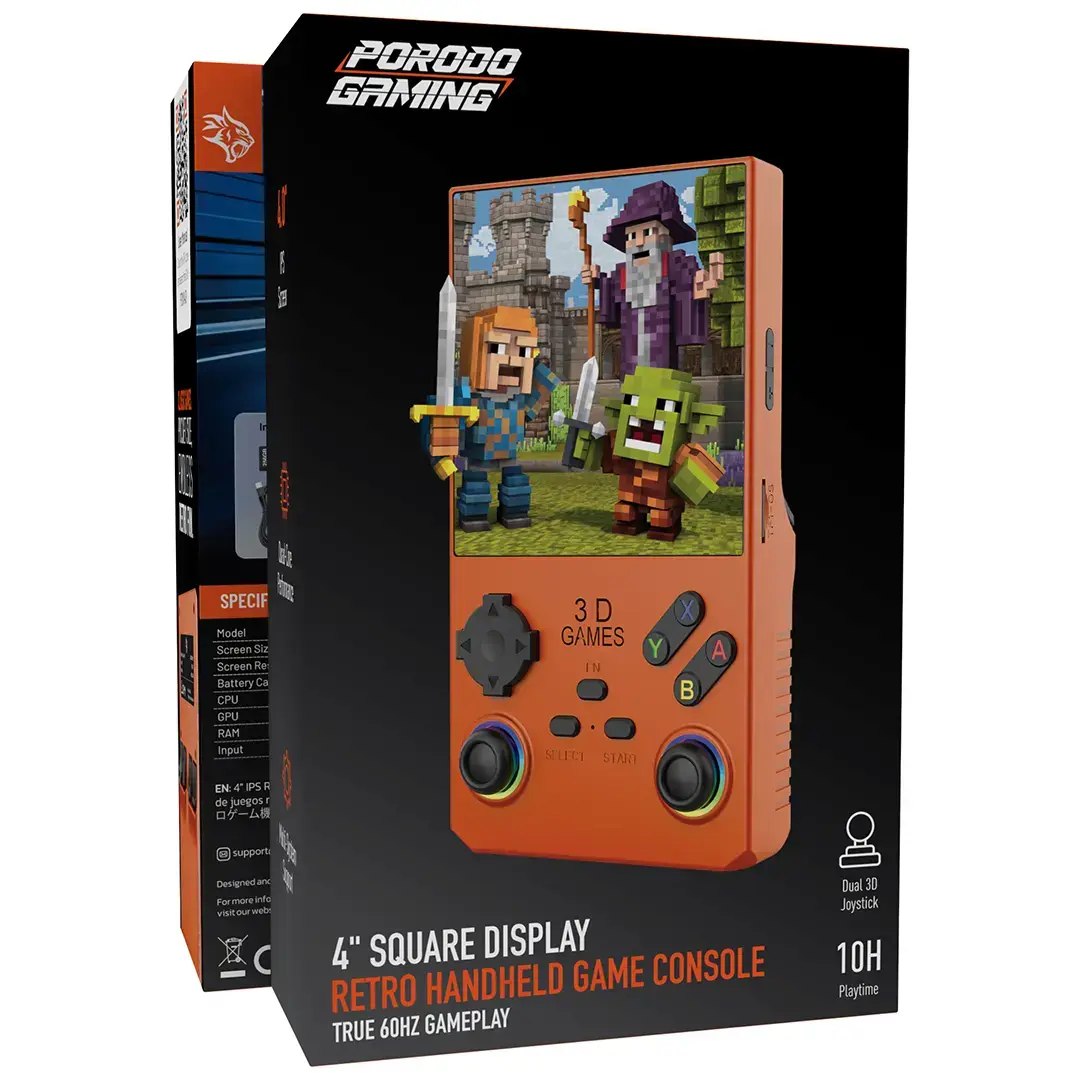 Porodo Gaming 4" Square Display Retro Handheld Game Console - PDXV40BK