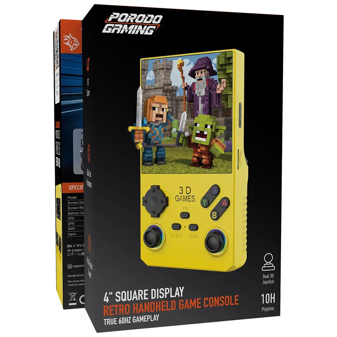 Porodo Gaming 4" Square Display Retro Handheld Game Console - PDXV40BK