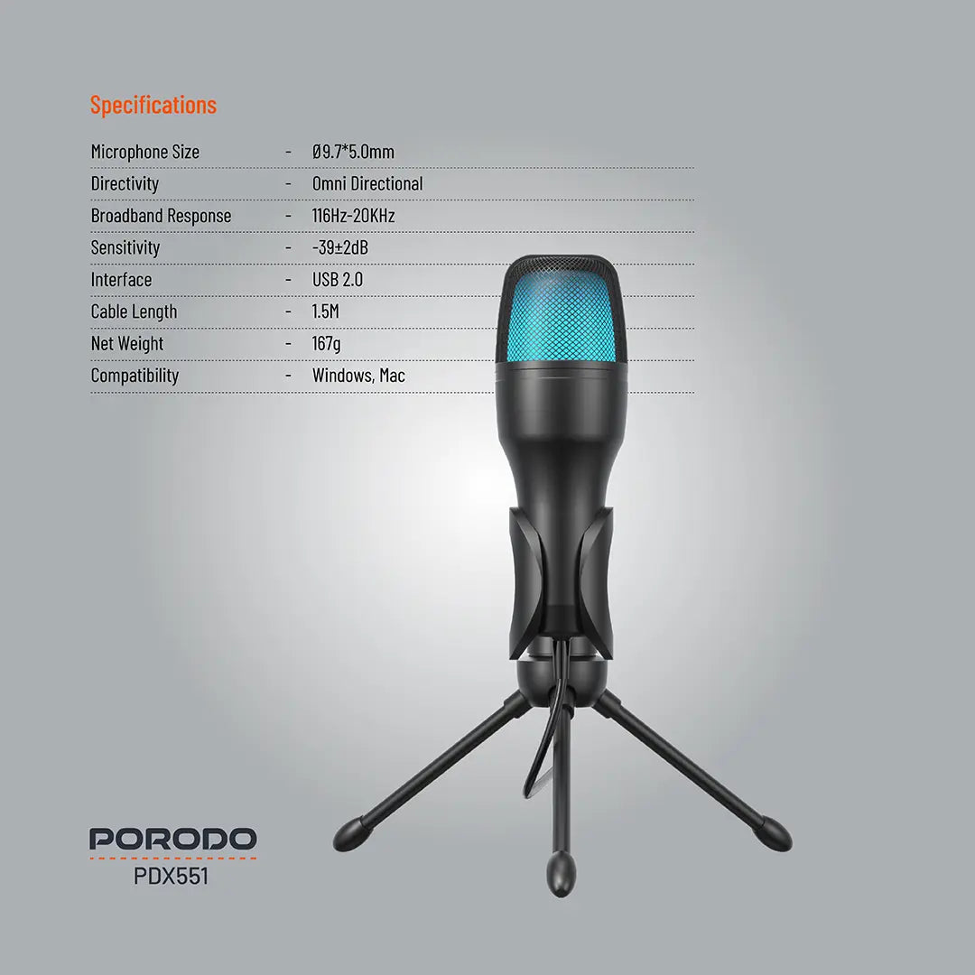 Porodo Gaming Condenser Microphone - PDX551