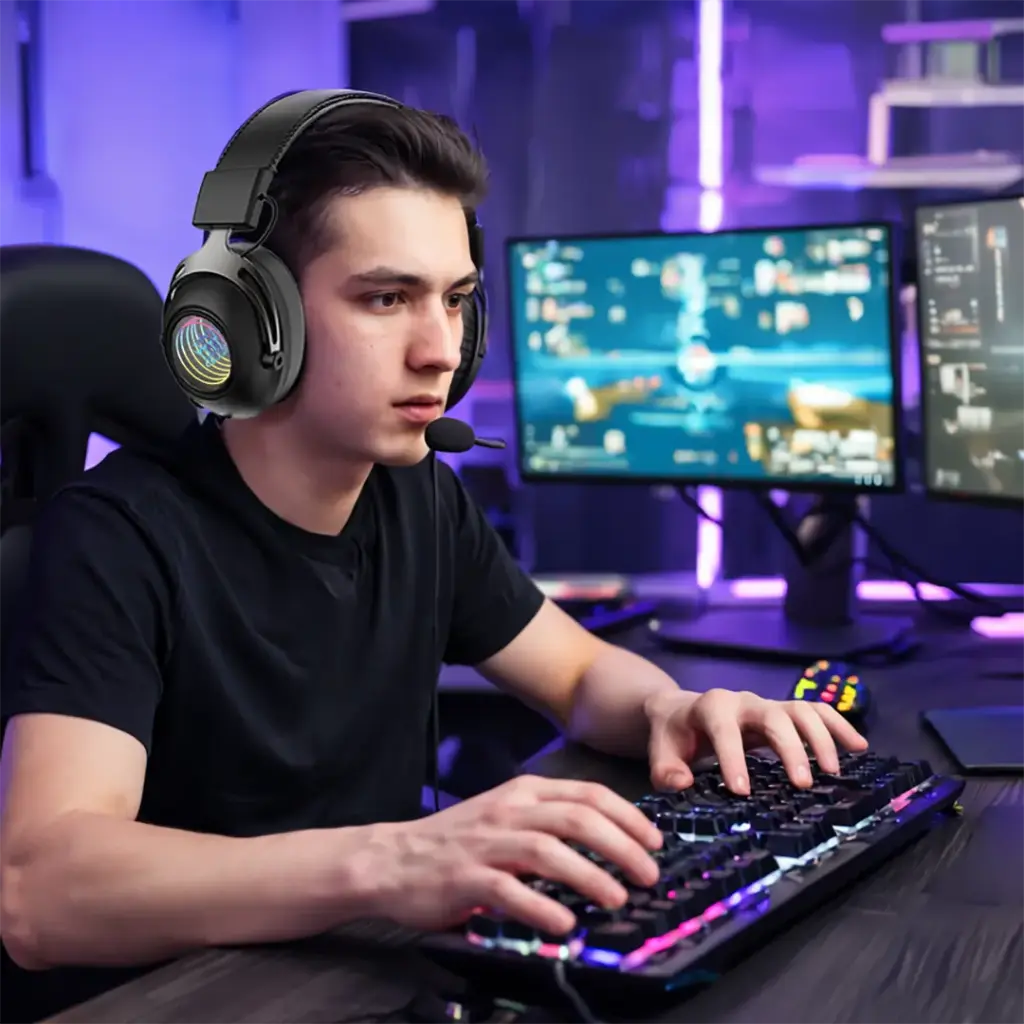 Porodo Gaming إنفينيتي ميرور سماعة ألعاب RGB مع ميكروفون قابل للفصل - أسود