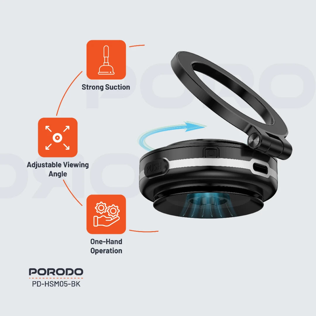 Porodo HS05 Vacuseal MagSafe Magnetic Mount - PD-HSMO5-BK