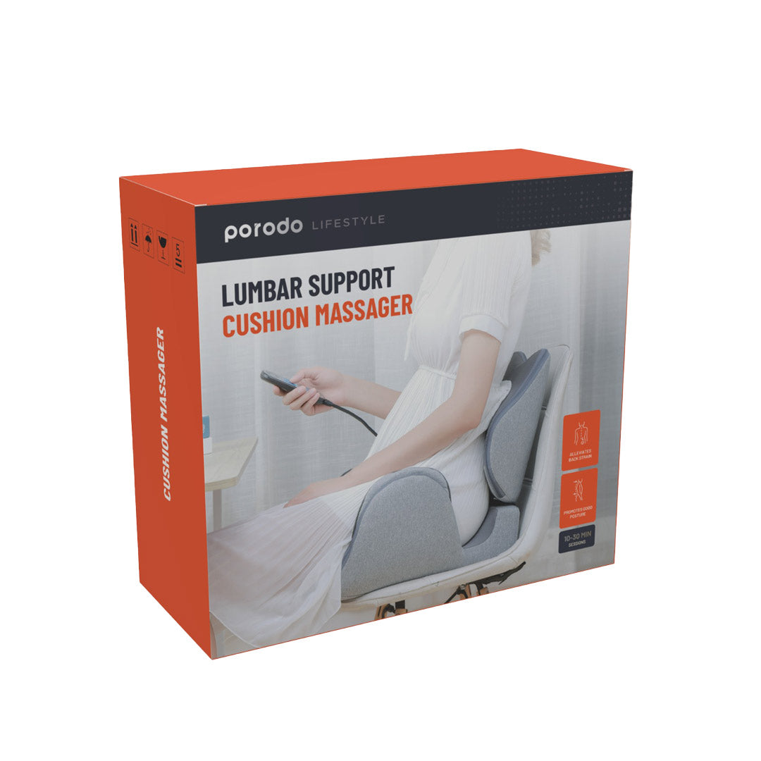 Porodo Lifestyle Lumbar Support Cushion Massager - PD-LSMCS-GY