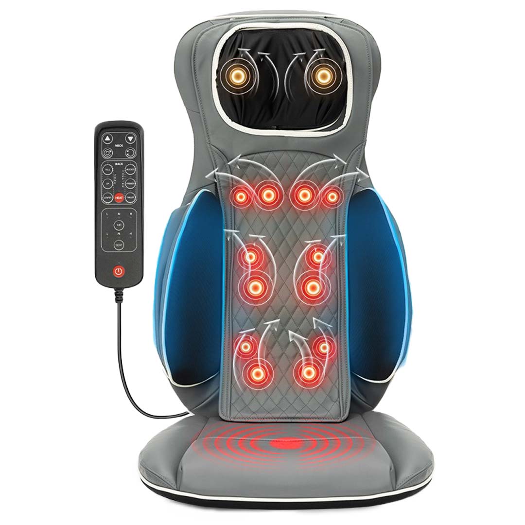 Porodo Lifestyle Neck And Back Seat Massager Heat Therapy & Multiple Massage Mode - PD-LSNBMS-DKGY