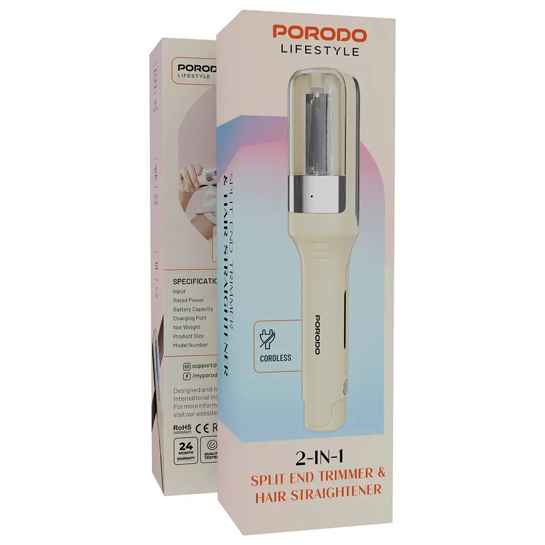Porodo Lifestyle 2-in-1 split & trimmer and hair straightener - PDLFSTHSETWH