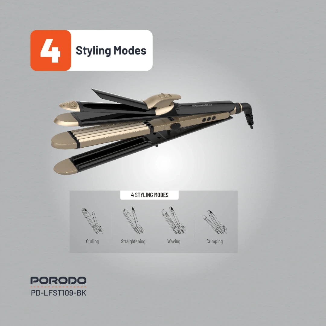 Porodo Lifestyle 4 Style Hair Iron - PD-LFST109-BK