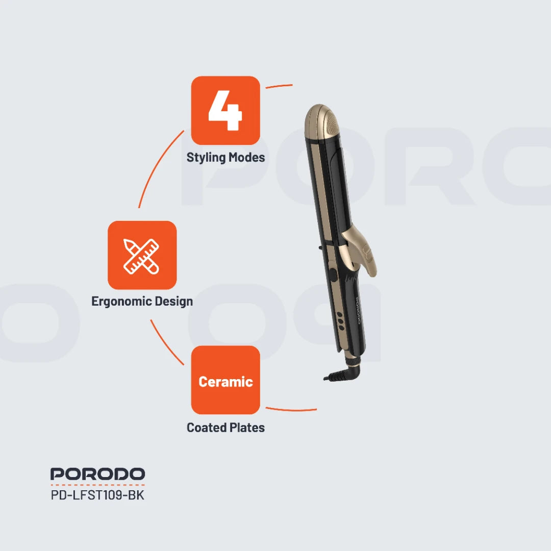 Porodo Lifestyle 4 Style Hair Iron - PD-LFST109-BK