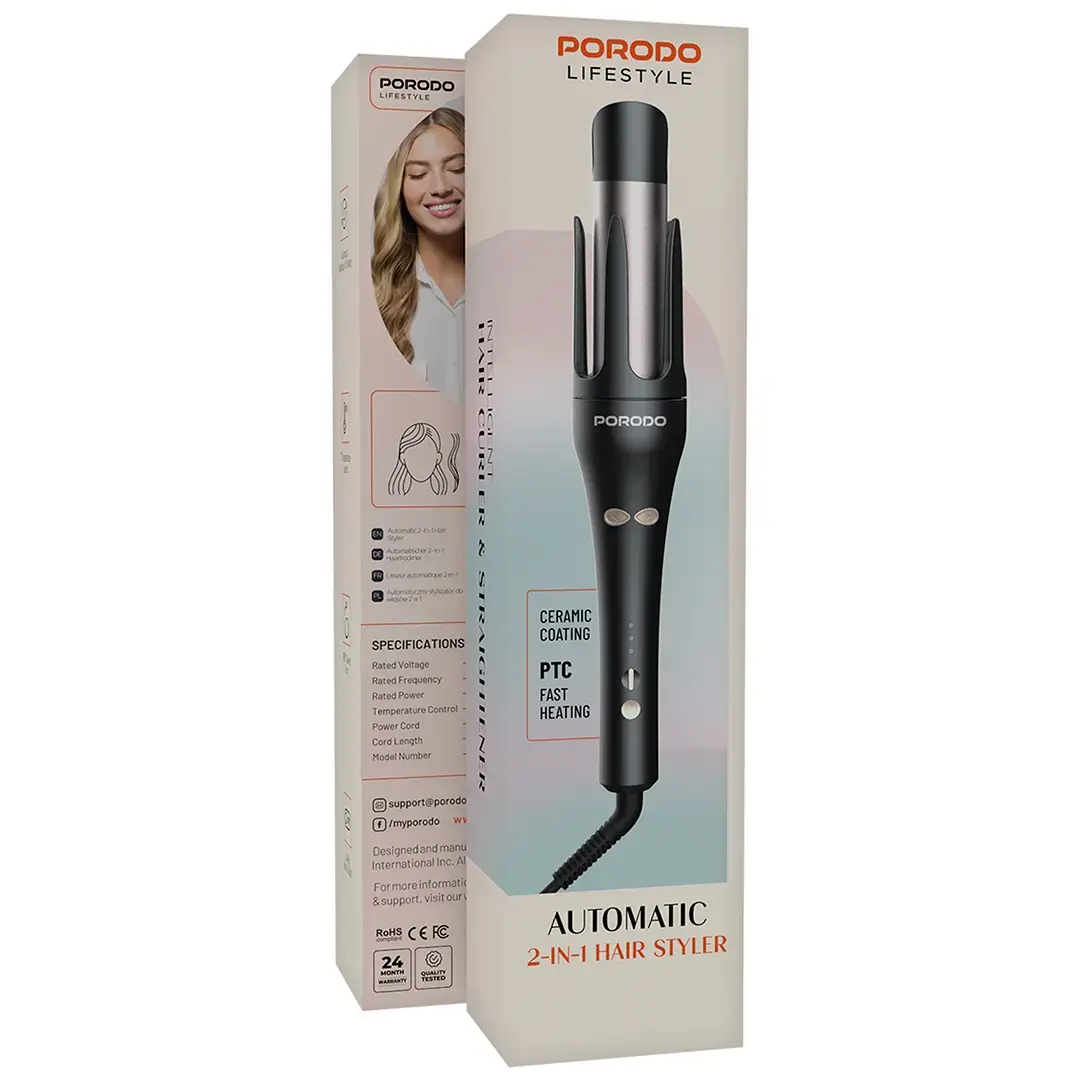 Porodo Lifestyle Automatic 2 IN 1 Hair Styler - PDLFSTSA008BK