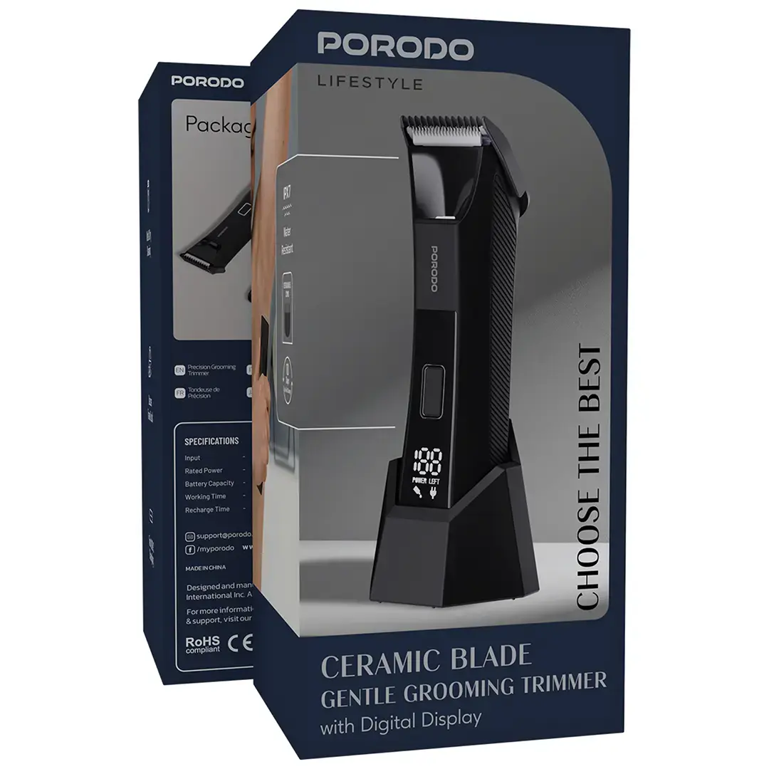 Porodo Lifestyle Ceramic Blade Grooming Trimmer with Digital Display - PDLFST8126BK