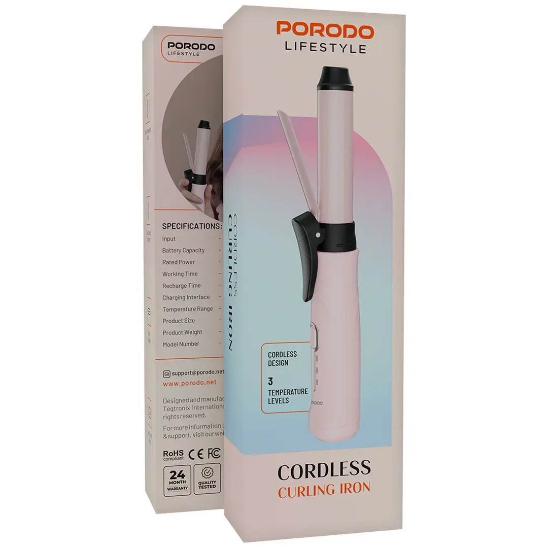 Porodo Lifestyle Cordless Curling Iron - PDBL007PK3