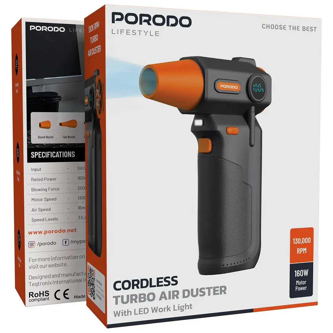 Porodo Lifestyle Cordless Turbo Air Duster - PDTBYMG826BK