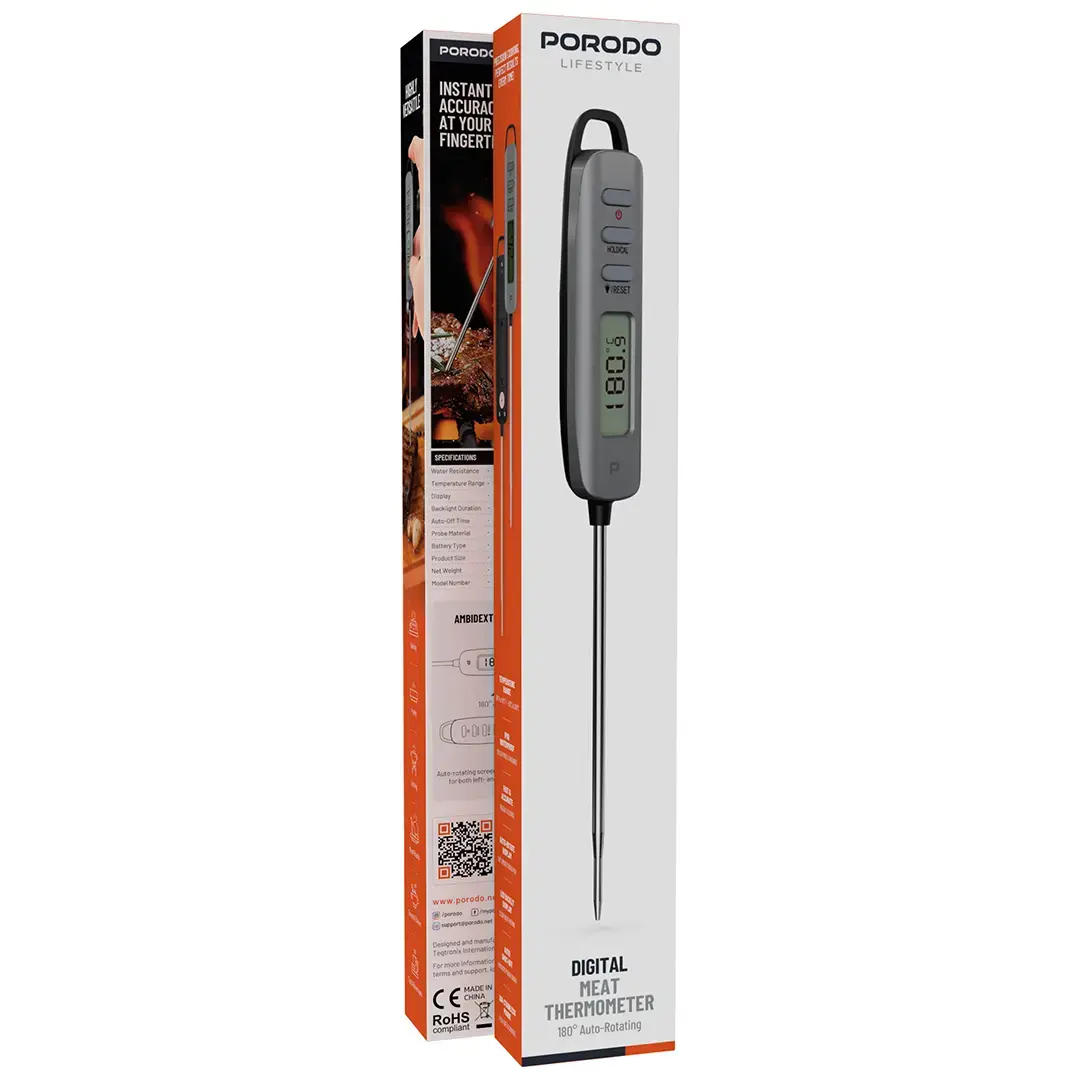 Porodo Lifestyle Digital Meat Thermometer with 180° Auto-Rotating - PDLFST6027SL
