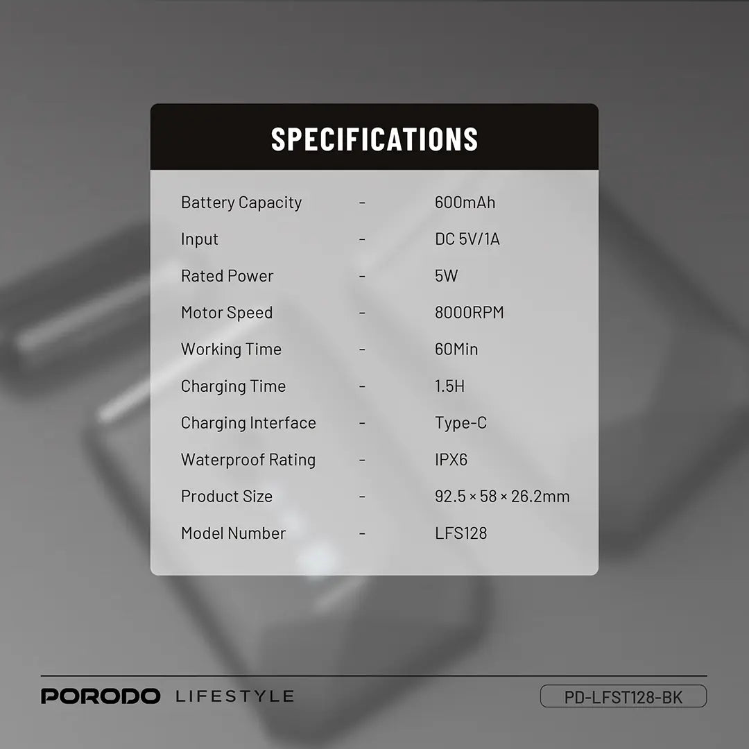 Porodo Lifestyle Dual-Blade Pocket Shaver - PD-LFST128-BK
