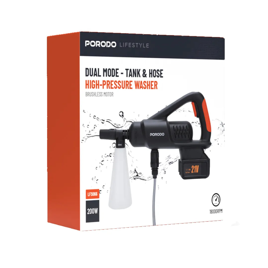 Porodo Lifestyle Dual Mode - Tank & Hose High-Pressure Washer - PD-LFST066-BK