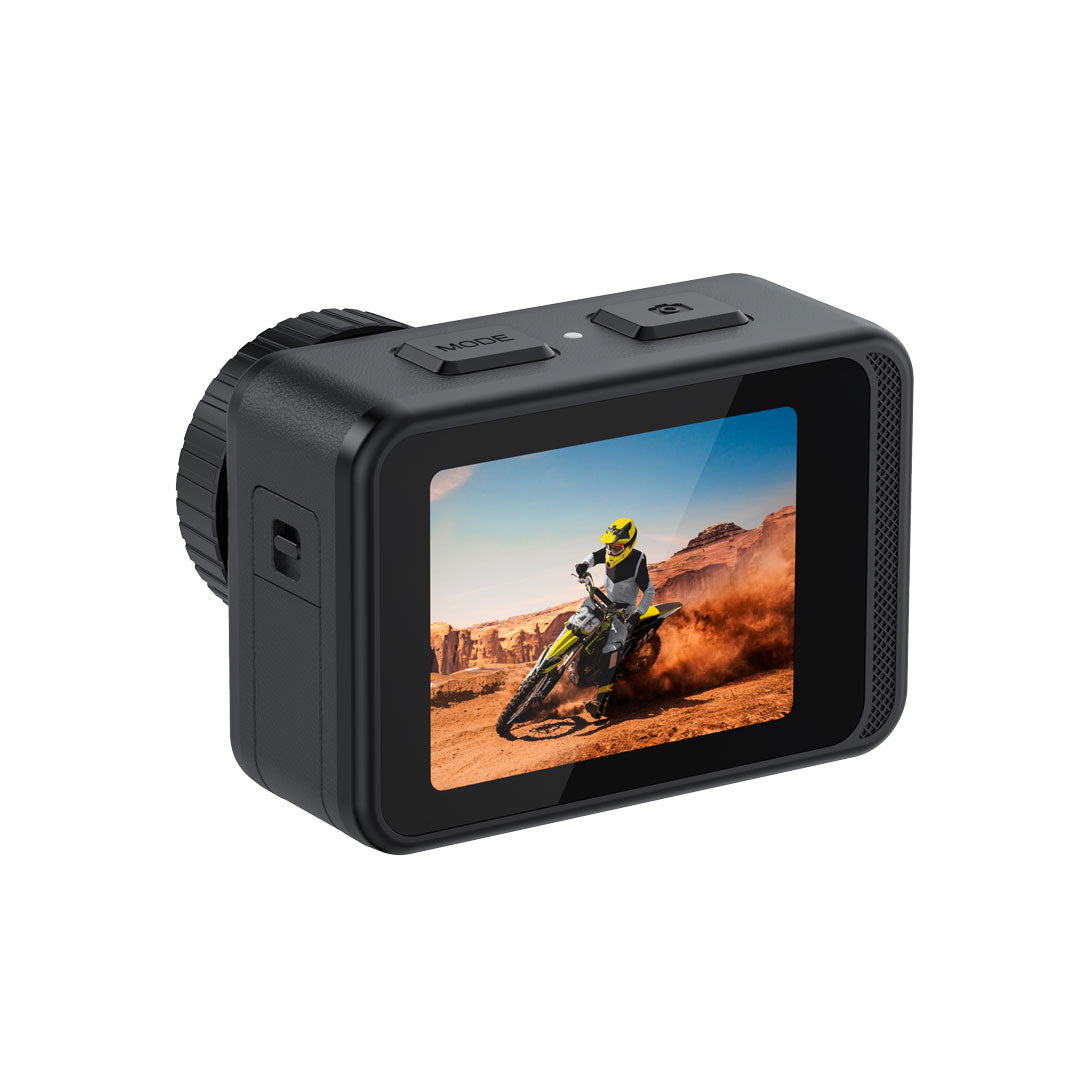 Porodo Lifestyle Fully Waterproof UHD Action Camera Dual Display With Video Stabilisation - PD-5KACAM-BK