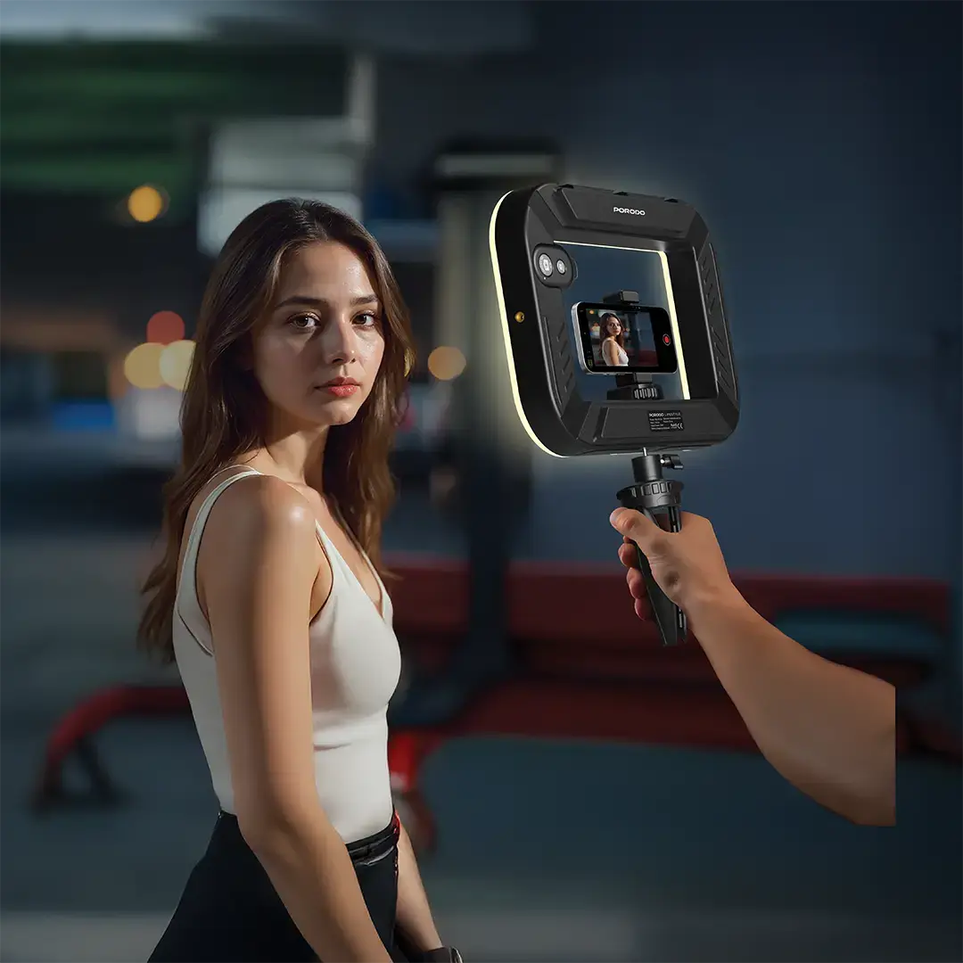 Porodo Lifestyle Handheld ring grip Camera & phone vlogging light Desktop support | Phone clamp - PDLFST214BK