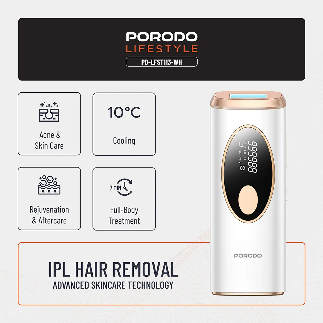 Porodo Lifestyle IPL Hair Removal Advanced Skincare Technology - PD-LFST113-WH