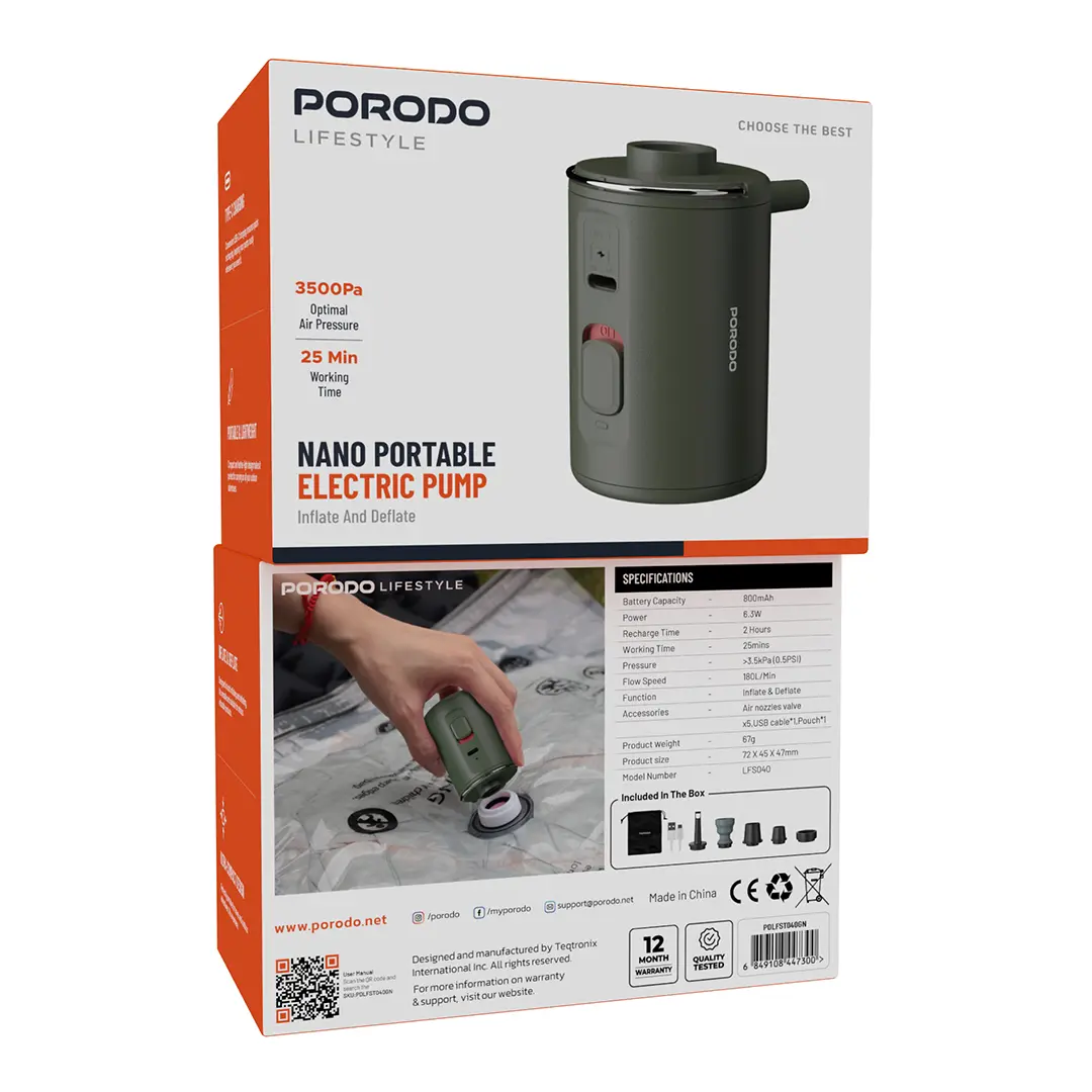 Porodo Lifestyle Nano Portable Electric Pump - PDLFST040GN