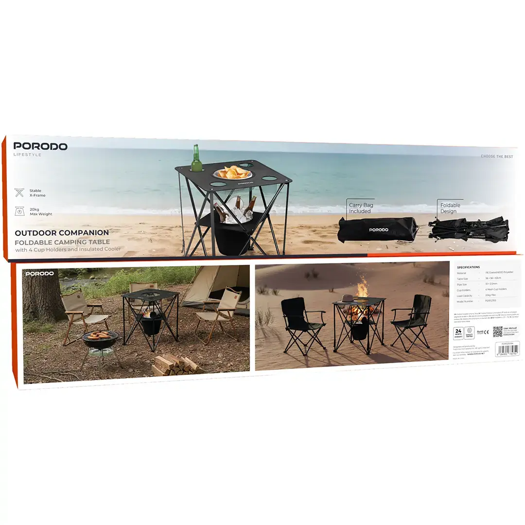 Porodo Lifestyle Outdoor Companion
Foldable Camping Table - PDRS2355BK