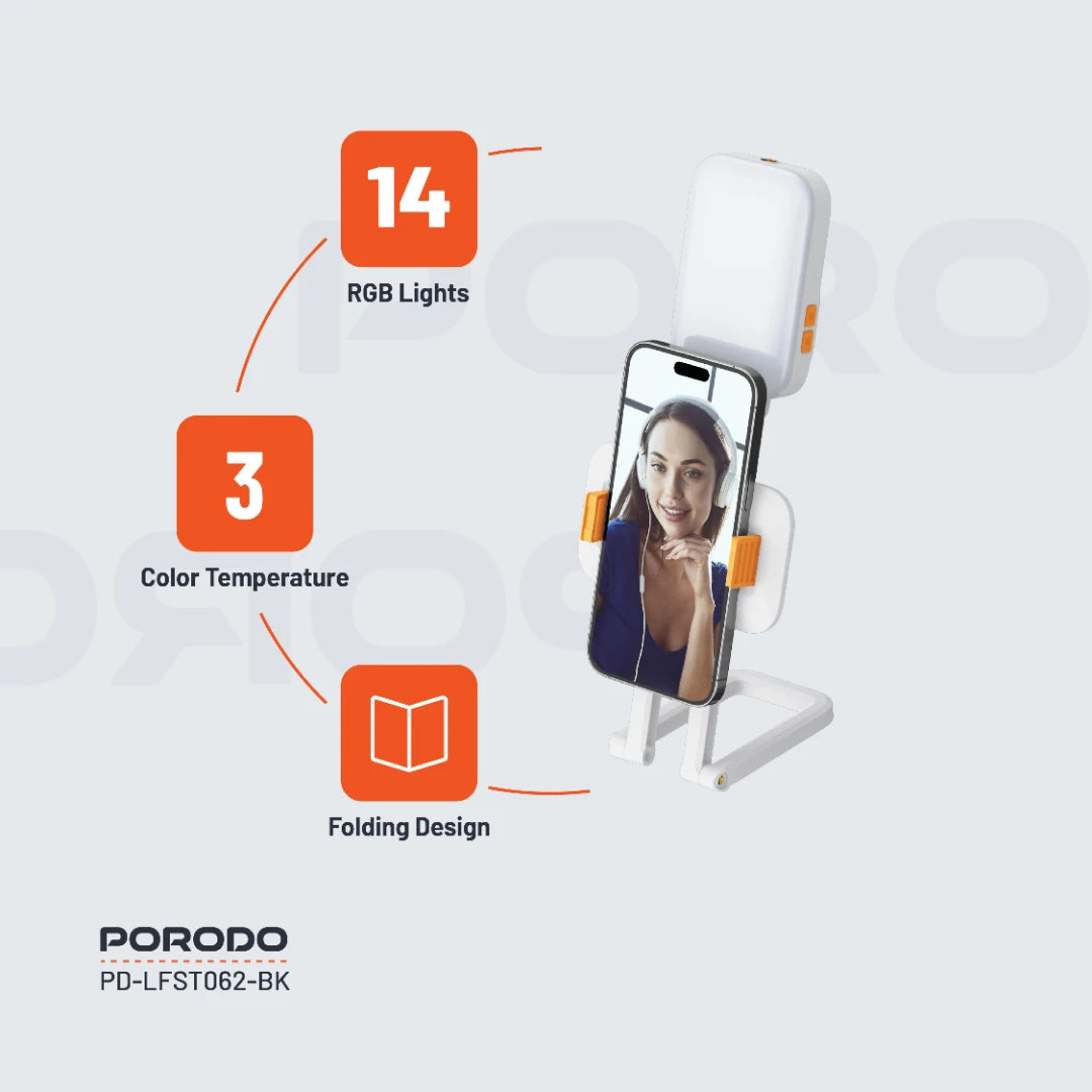 Porodo Lifestyle Phone Stand Fill Light - PD-LFST062-WH