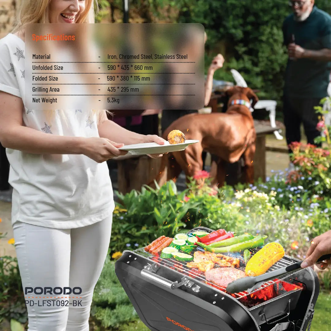 Porodo Lifestyle Portable Folding BBQ Grill - PD-LFST092-BK